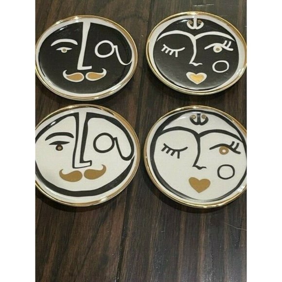 Jonathan Adler Accents Jonathan Adler Set Of 4 Faces Male Female